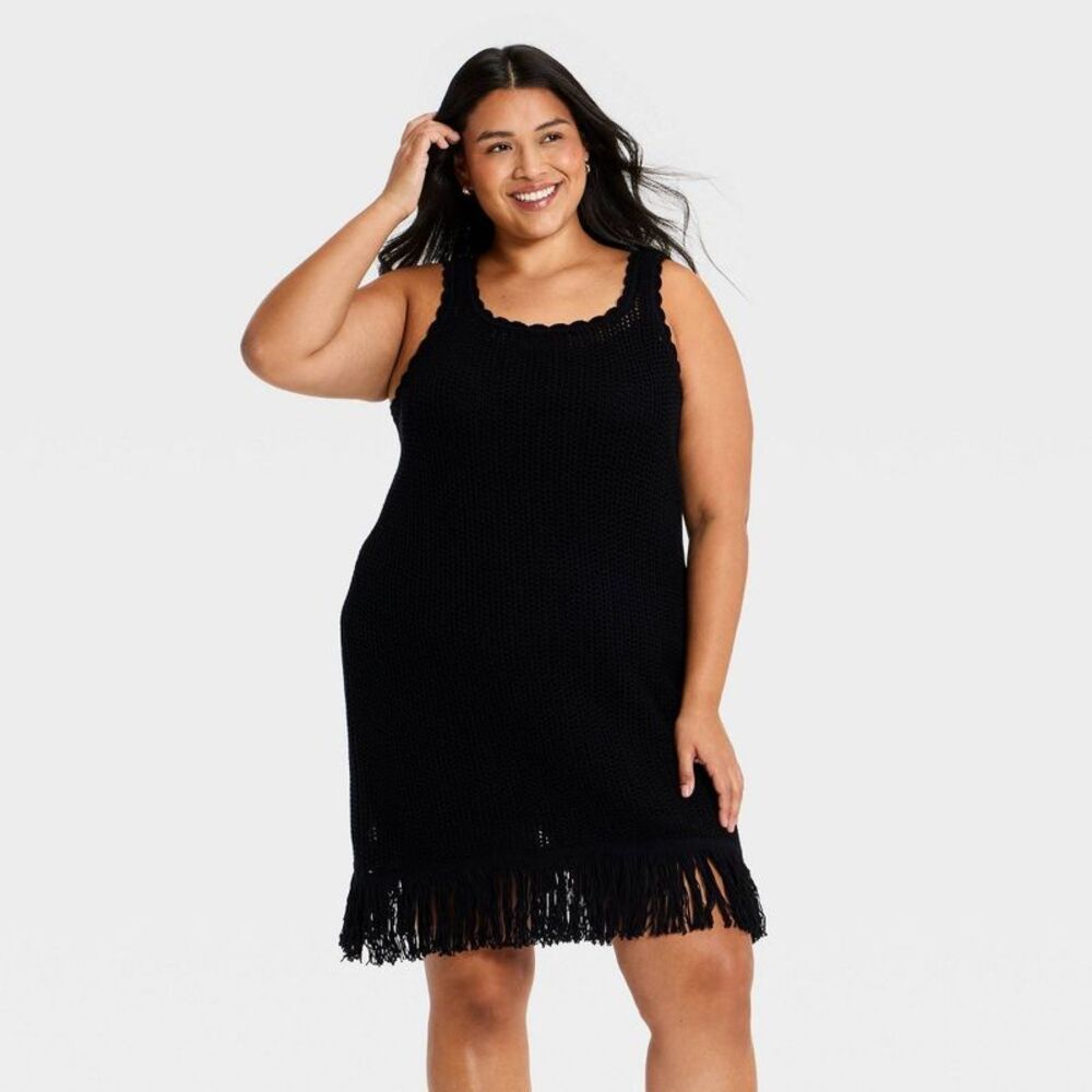 Women's Mini Sweater Dress - A New Day Black 3X